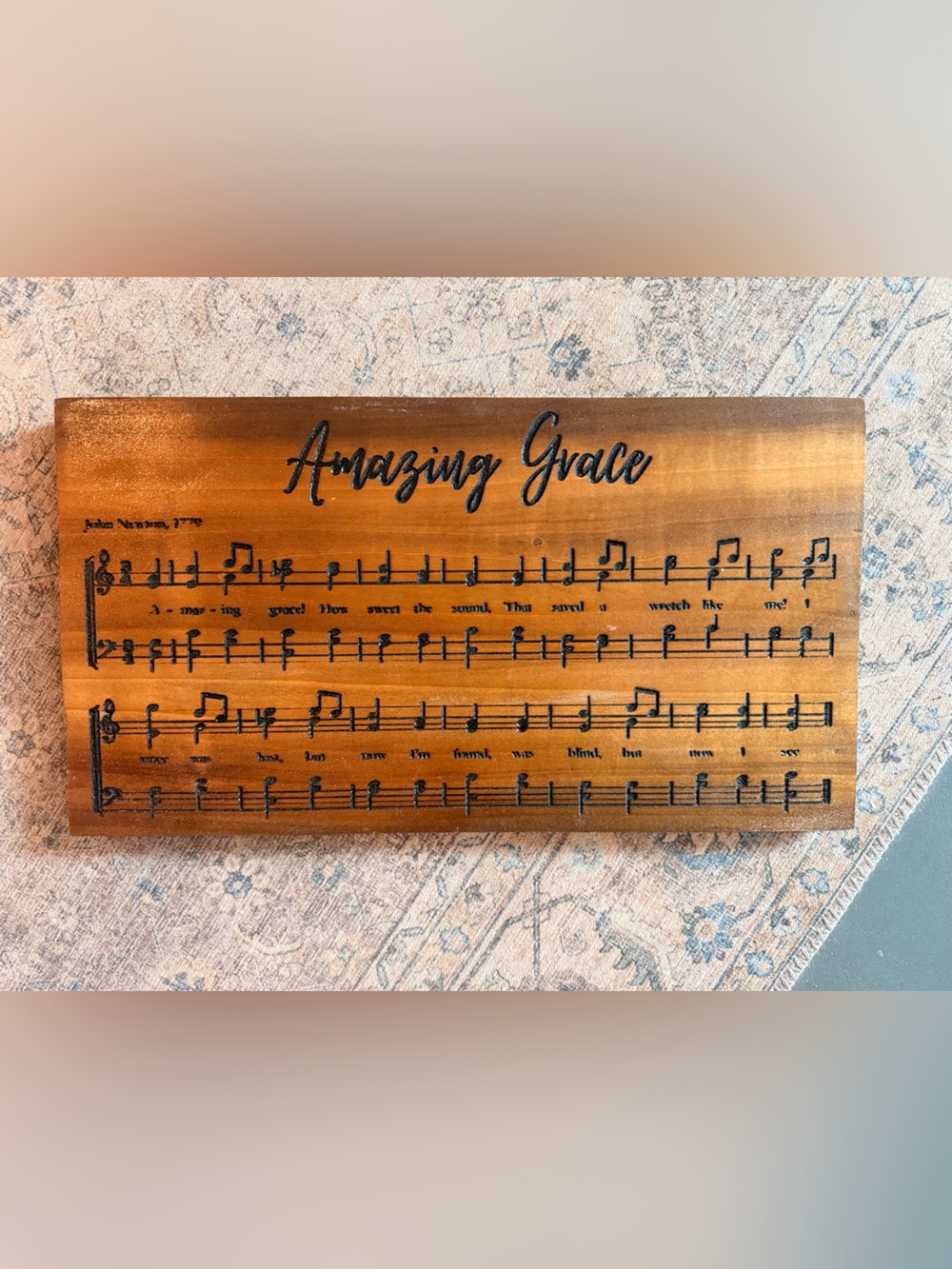 21” x 11” x 1” Amazing Grace Wooden Wall Art - 100% engraved hardware mounted.